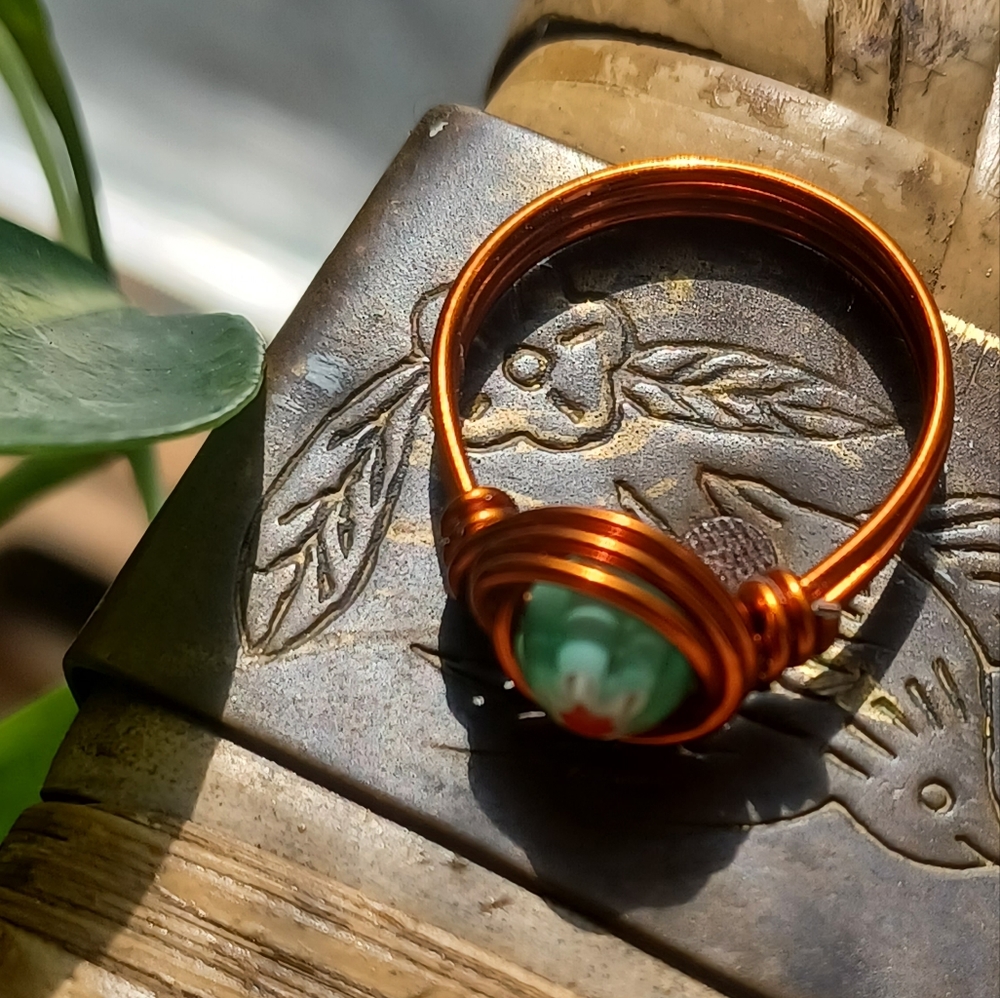 Millefiori Glass Handmade Ring Size 7